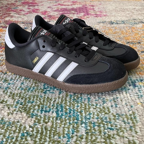 adidas Shoes - Adidas Samba Classic Leather Sneakers Black White Light Brown WOMEN'S 6.5